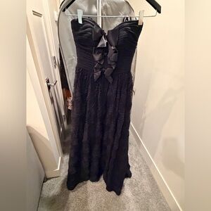 Adrianna Papell Strapless Black Dress with Ruffle Detail